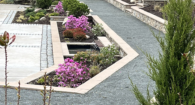 Italian style terraces with plantings.